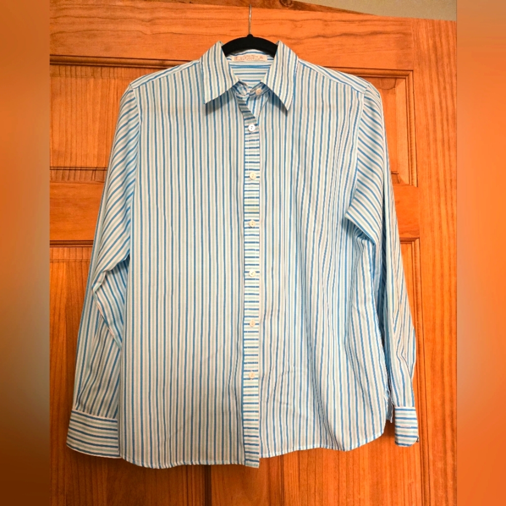 Foxcroft Ava Stripe Blue Bliss